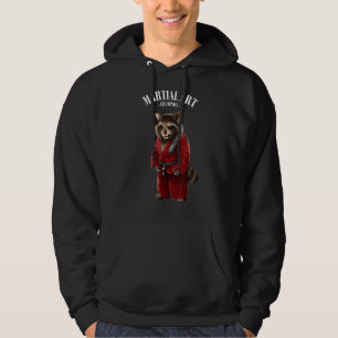 Raccoon Judo Karate Master in Red Judogi Hoodie