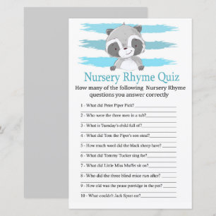 Raccoon Kinderzimmer Rhyme Quiz Kinderduschenspiel