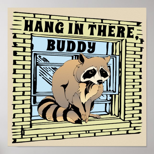 Raccoon Klettern Wolkenkratzer Gebäude Hängen Poster (Vorne)