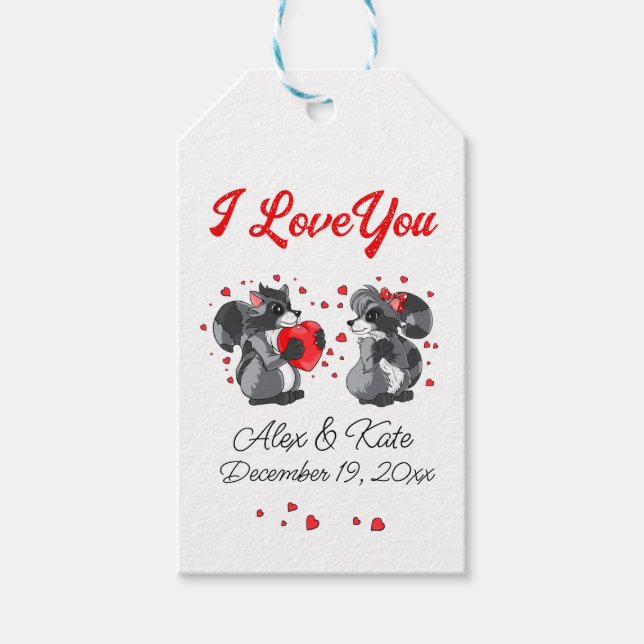 Raccoon-Liebe Geschenkanhänger (Vorderseite)