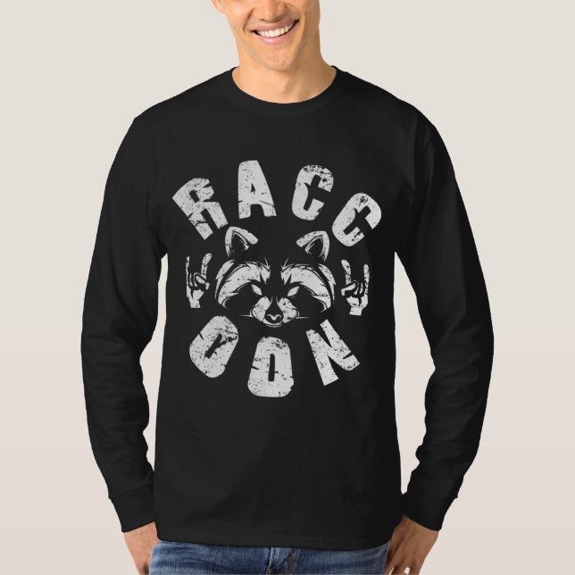 Raccoon Lieben Rock Music and Rock Metal T-Shirt (Vorderseite)