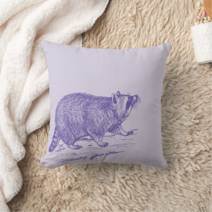 Raccoon Lila Throw Kissen