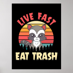 Raccoon Lover Live Fast Eat Trash Poster