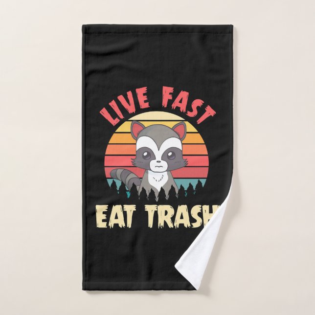 Raccoon Lover Live Fast Eat Trump (Serviette à main)