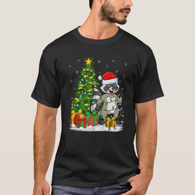 Raccoon Lover Xmas Familie Matching Santa Raccoon  T-Shirt (Vorderseite)