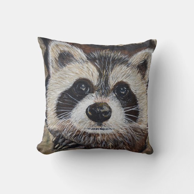 Raccoon-Malerei Kissen (Vorderseite)