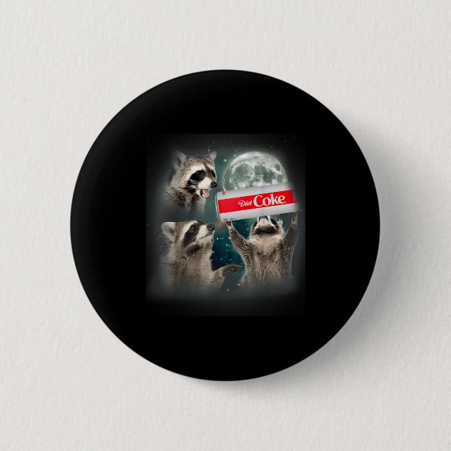 Raccoon Meme 3 Racoons Howling At Moon Funny Weird Button (Vorderseite)