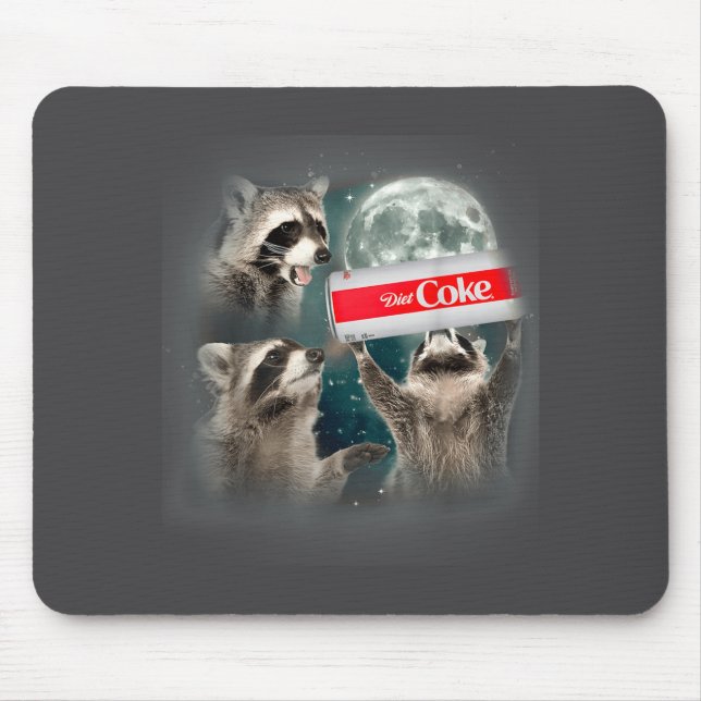 Raccoon Meme 3 Racoons Howling At Moon Funny Weird Mousepad (Vorne)