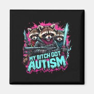 Raccoon Meme Mein Got Autismus Funny Autismus Bewu Magnet