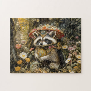Raccoon mit einem Fly Agarious Pilz in Fantasy Fan