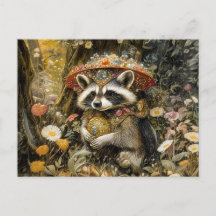 Raccoon mit einem Fly Agarious Pilz in Fantasy Fan