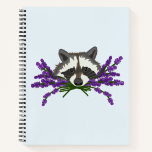 Raccoon mit Lavendel Notizbuch