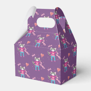Raccoon motif violet Valentine's Day ballotins