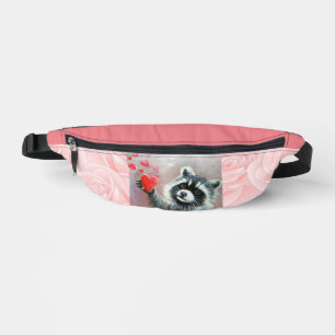 Raccoon N Coeurs Print Cut Sew Fanny Pack