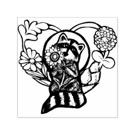 Raccoon Natur liebt Sonnenblumen Permastempel
