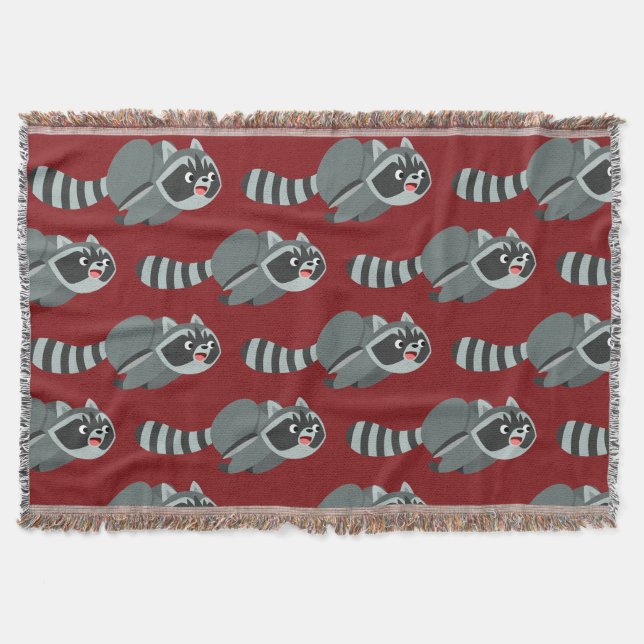 Raccoon niedlich Running Cartoon Decke (Vorderseite)