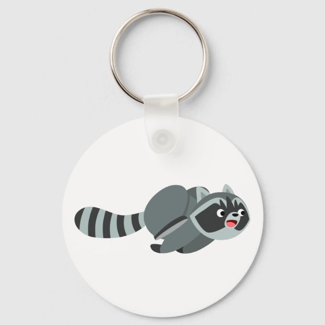 Raccoon niedlich Running Cartoon Schlüsselanhänger (Vorderseite)
