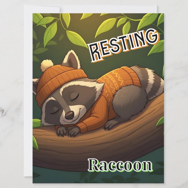 Raccoon | Niedlicher Cartoon Kids Kinderzimmer Art (Vorderseite)