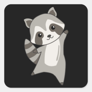 Raccoon Niedlicher Tiere Kinder Geschenk Ideen Quadratischer Aufkleber