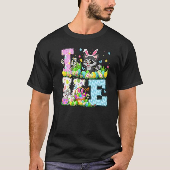 Raccoon Osterfestung Liebe Raccoon T-Shirt (Vorderseite)