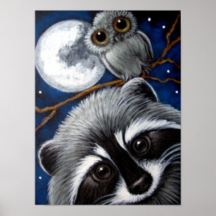 RACCOON & OWT AM NACHT-Poster Poster