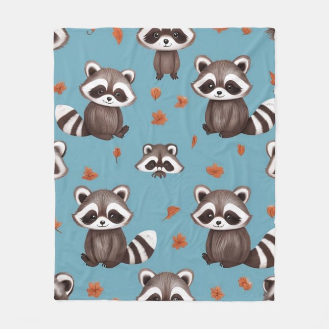 Raccoon Party Fleecedecke (Vorderseite)