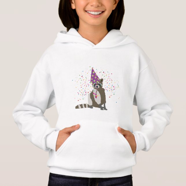 Raccoon Partying - Tiere mit einem Party Hoodie (Vorderseite)