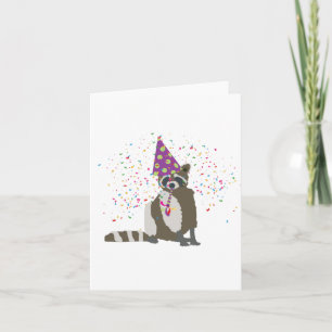 Raccoon Partying - Tiere mit einem Party Karte