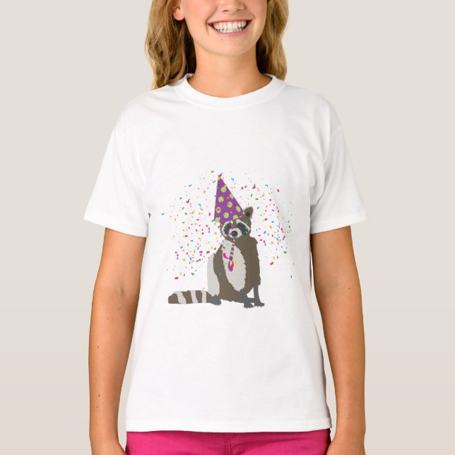 Raccoon Partying - Tiere mit einem Party T-Shirt (Vorderseite)