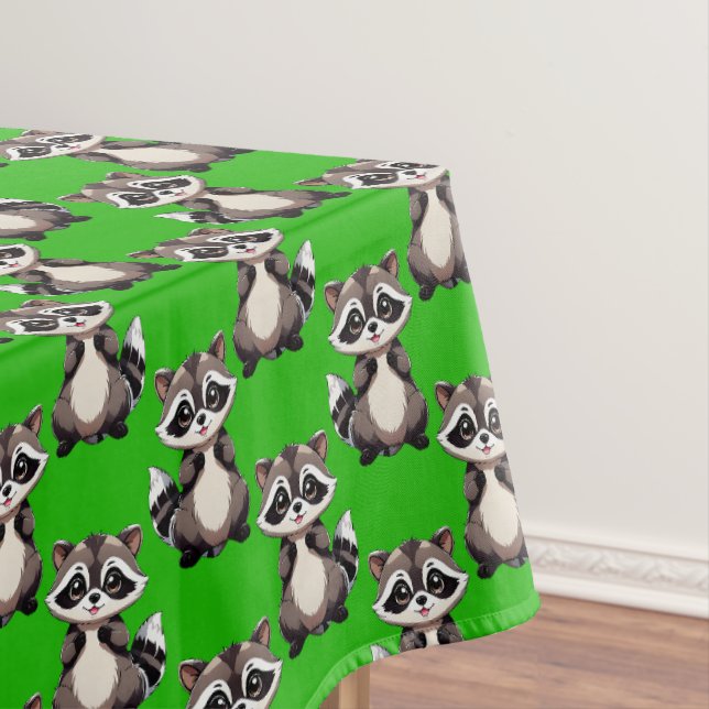 Raccoon Pattern Design Green  Tischdecke (Beispiel)
