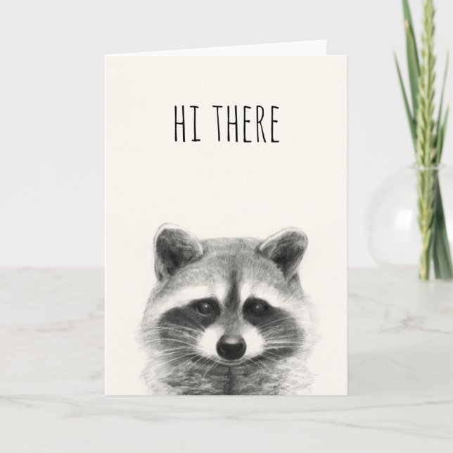 Raccoon Pencil Zeichnend Karte (Vorderseite)
