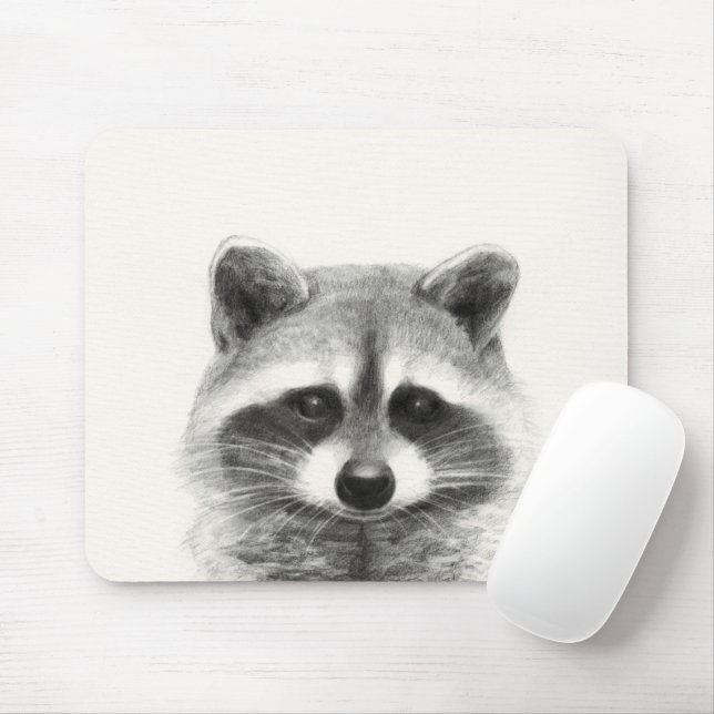 Raccoon Pencil Zeichnend Mousepad (Mit Mouse)