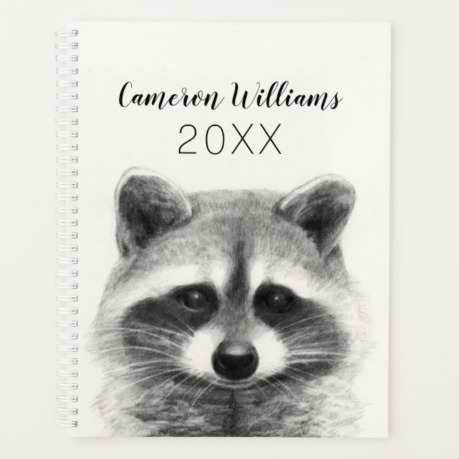 Raccoon Pencil Zeichnend Planer (Vorderseite)