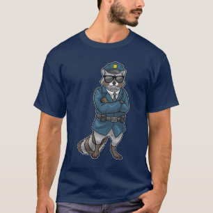 Raccoon Polizist Sonnenbrille Polizei T-Shirt