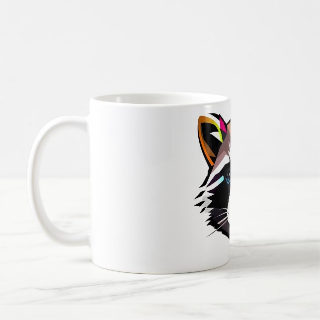 Raccoon Polygon Art T-Shirt Kaffeetasse (Links)