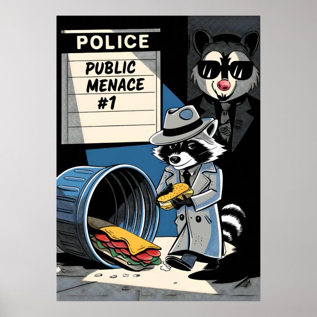 Raccoon Public Menage Comic Art Poster (Vorne)