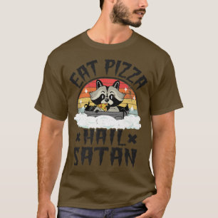 Raccoon Punk Band Death Metal Rainbow Eat Pizza Ha T-Shirt