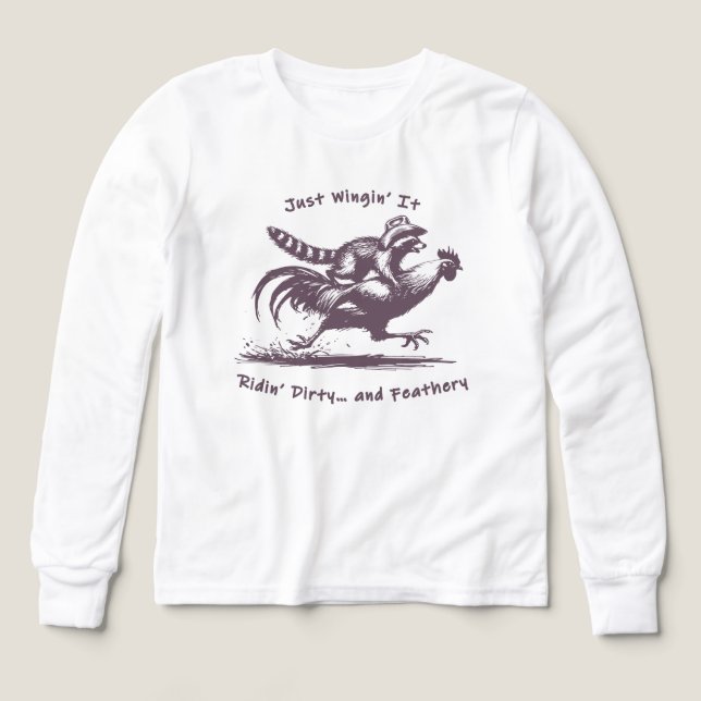 Raccoon Riding Rooster - Barnyard Rodeo Cowboy (Design Vorderseite)
