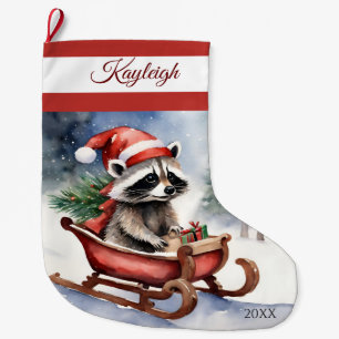 Raccoon Rodelbahn Grosses Weihnachtsfest Strumpf Großer Weihnachtsstrumpf