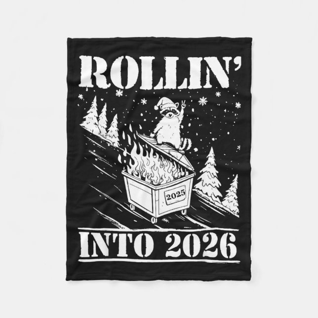 Raccoon Rolling Into 2026 Happy New Year 2026 Funn Fleecedecke (Vorderseite)