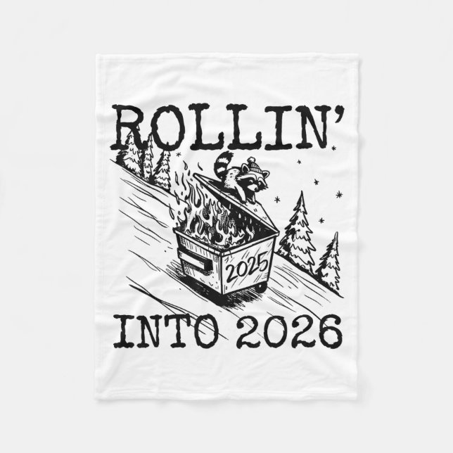 Raccoon Rolling Into 2026 Happy New Year 2026 Funn Fleecedecke (Vorderseite)