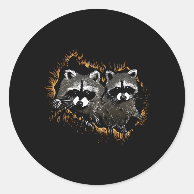 Raccoon Runder Aufkleber (Vorderseite)