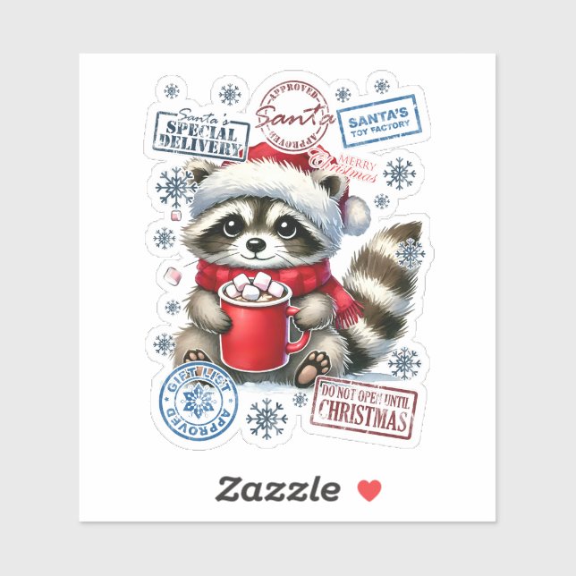 Raccoon Sipping Kakao by Fire Aufkleber (Blatt)