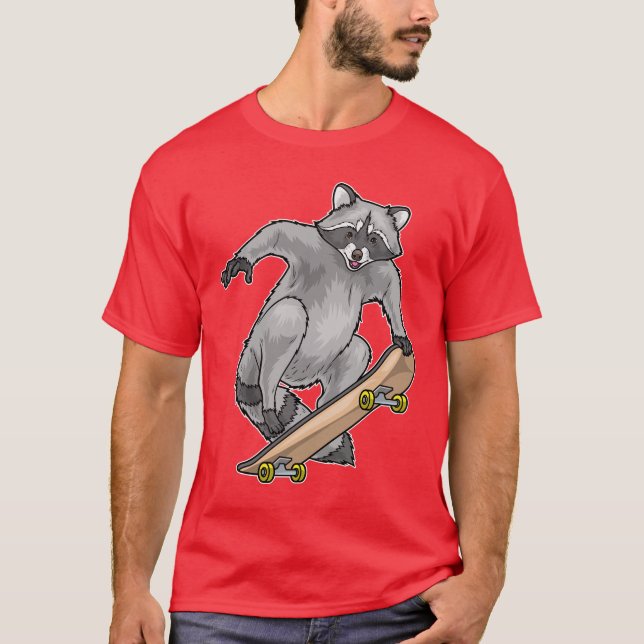 Raccoon Skater Skateboard T-Shirt (Vorderseite)