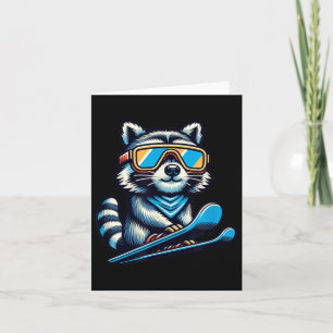Raccoon Ski Funny Winter und draußen Niedlich und Karte