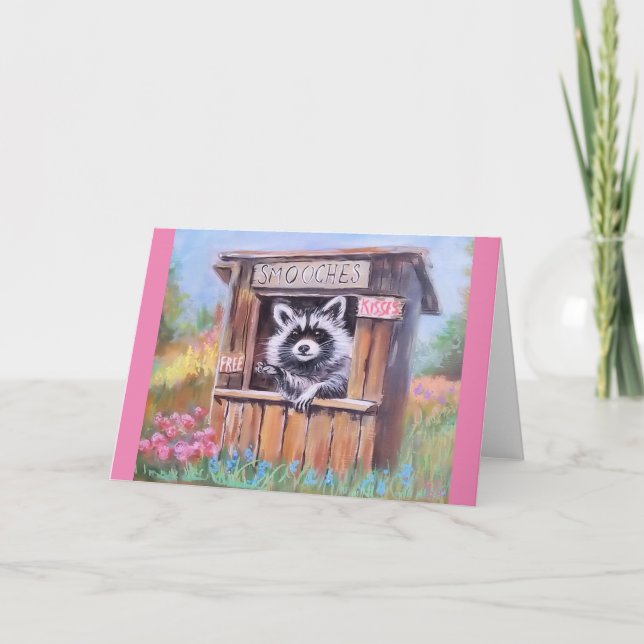 Raccoon SMOOCH stand carte de voeux vierge (Devant)