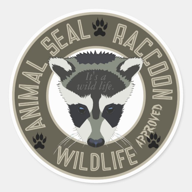 Raccoon-Sticker für tierisches Siegel Runder Aufkleber (Vorderseite)