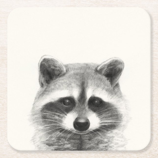 Raccoon-Stift Zeichne Rechteckiger Pappuntersetzer (Vorderseite)