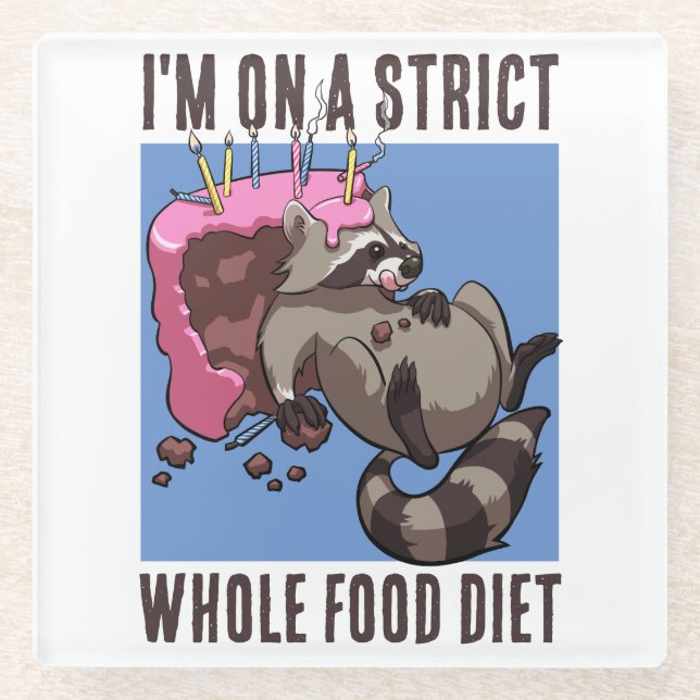 Raccoon, streng, Vollwertkost, Vollkuchen Glasuntersetzer (Vorderseite)