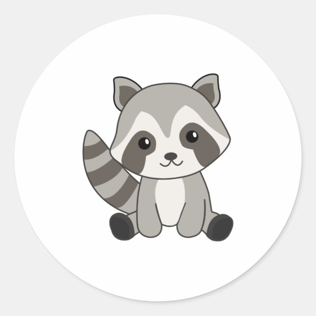 Raccoon Sweet Animals für Kinder Funny Raccoons Runder Aufkleber (Vorderseite)